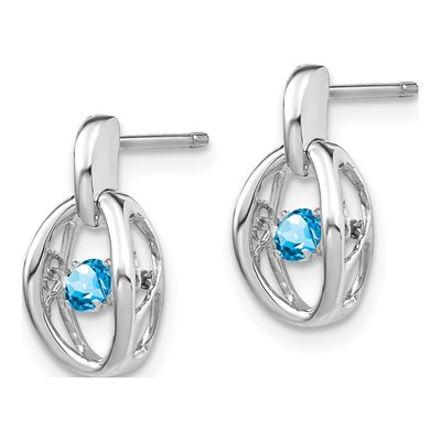 Sterling Silver Swiss Blue Topaz Birthstone Dangle Earrings – view 3