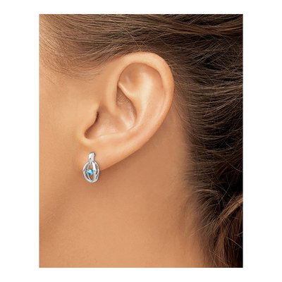 Sterling Silver Swiss Blue Topaz Birthstone Dangle Earrings – view 4