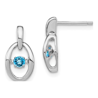 Sterling Silver Swiss Blue Topaz Birthstone Dangle Earrings