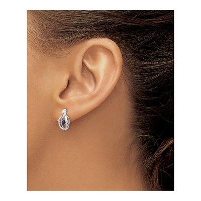 Sterling Silver Amethyst Birthstone Dangle Earrings – view 4
