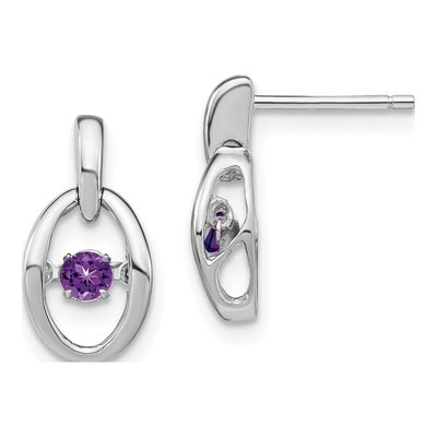Sterling Silver Amethyst Birthstone Dangle Earrings