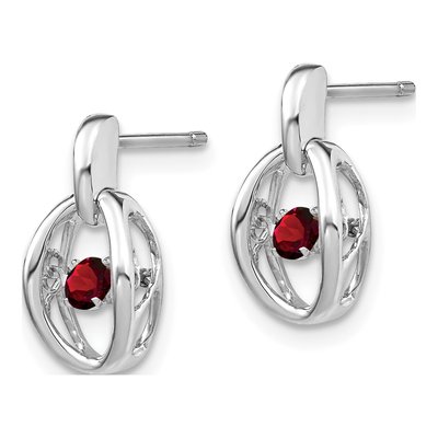 Sterling Silver Garnet Birthstone Dangle Earrings – view 3