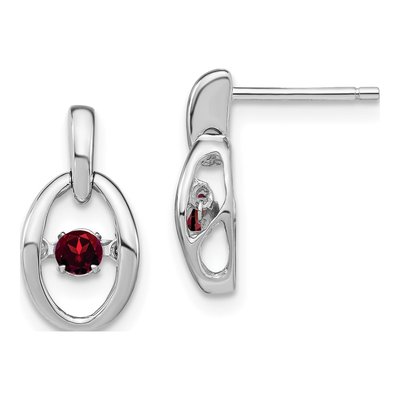 Sterling Silver Garnet Birthstone Dangle Earrings