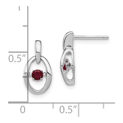 Sterling Silver Ruby Birthstone July Dangle Earrings – view 5