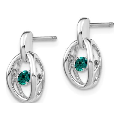 Sterling Silver Lab-Created Alexandrite June Birthstone Dangle Earrings – view 3