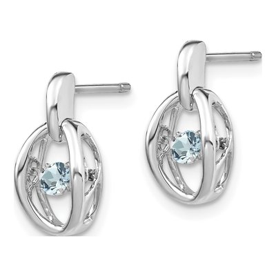 Sterling Silver Aquamarine Birthstone Dangle Earrings – view 3