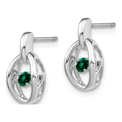 Sterling Silver Emerald Birthstone Dangle Earrings – view 3