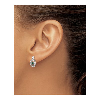 Sterling Silver Emerald Birthstone Dangle Earrings – view 4