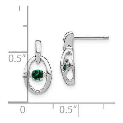 Sterling Silver Emerald Birthstone Dangle Earrings – view 5