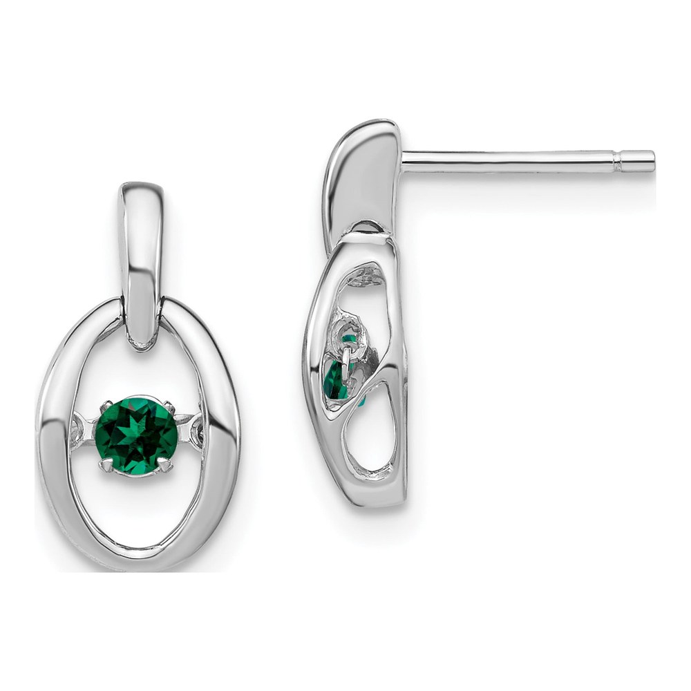 Sterling Silver Created Emerald Birthstone Earrings