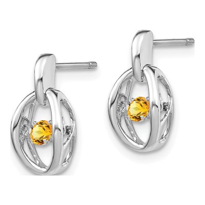 Sterling Silver Citrine Birthstone Dangle Earrings – view 3