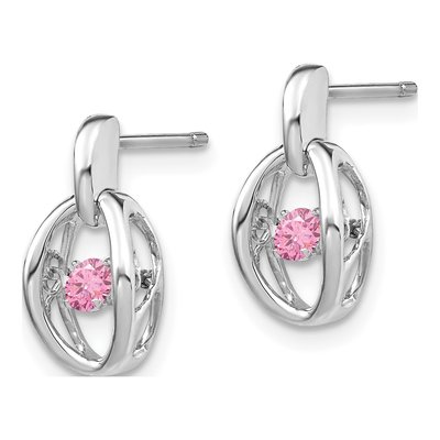 Sterling Silver CZ October Birthstone Dangle Earrings – view 3