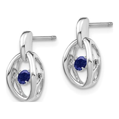 Sterling Silver Lab-Created Sapphire September Birthstone Dangle Earrings – view 3