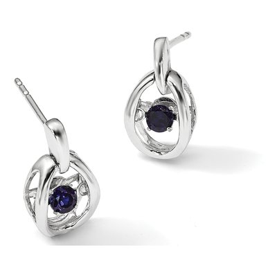 Sterling Silver Lab-Created Sapphire September Birthstone Dangle Earrings – view 6