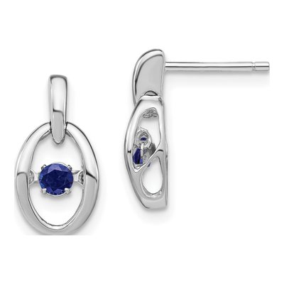 Sterling Silver Lab-Created Sapphire September Birthstone Dangle Earrings