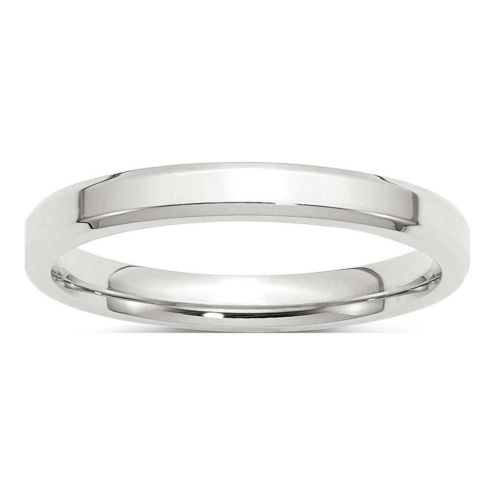 Sterling Silver 3mm Beveled Edge Comfort-Fit Wedding Band