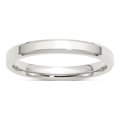 Sterling Silver 3mm Beveled Edge Comfort-Fit Wedding Band