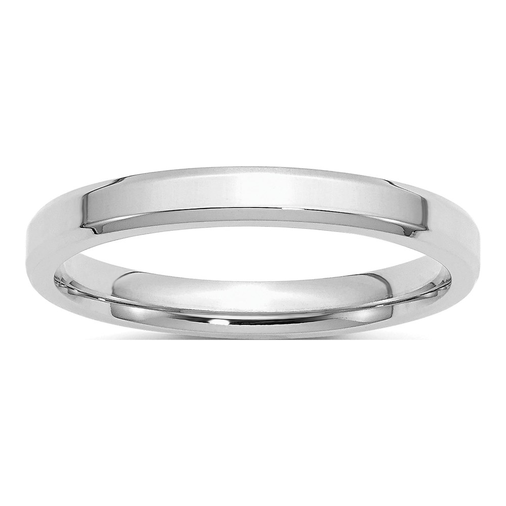 Sterling Silver Rhodium-Plated 3mm Bevel Edge Size 4 Band
