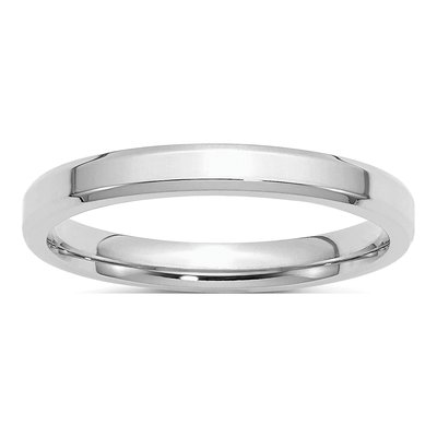 Sterling Silver 3mm Beveled Comfort-Fit Wedding Band