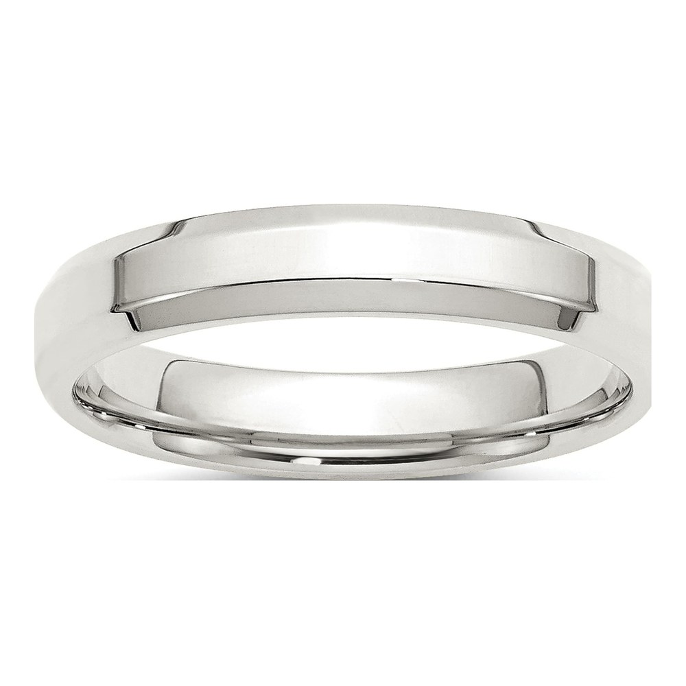 Sterling Silver 4mm Beveled Edge Comfort-Fit Wedding Band