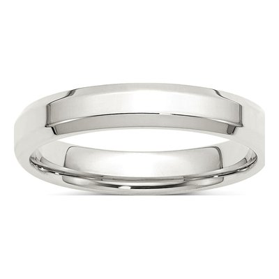 Sterling Silver 4mm Beveled Edge Comfort-Fit Wedding Band