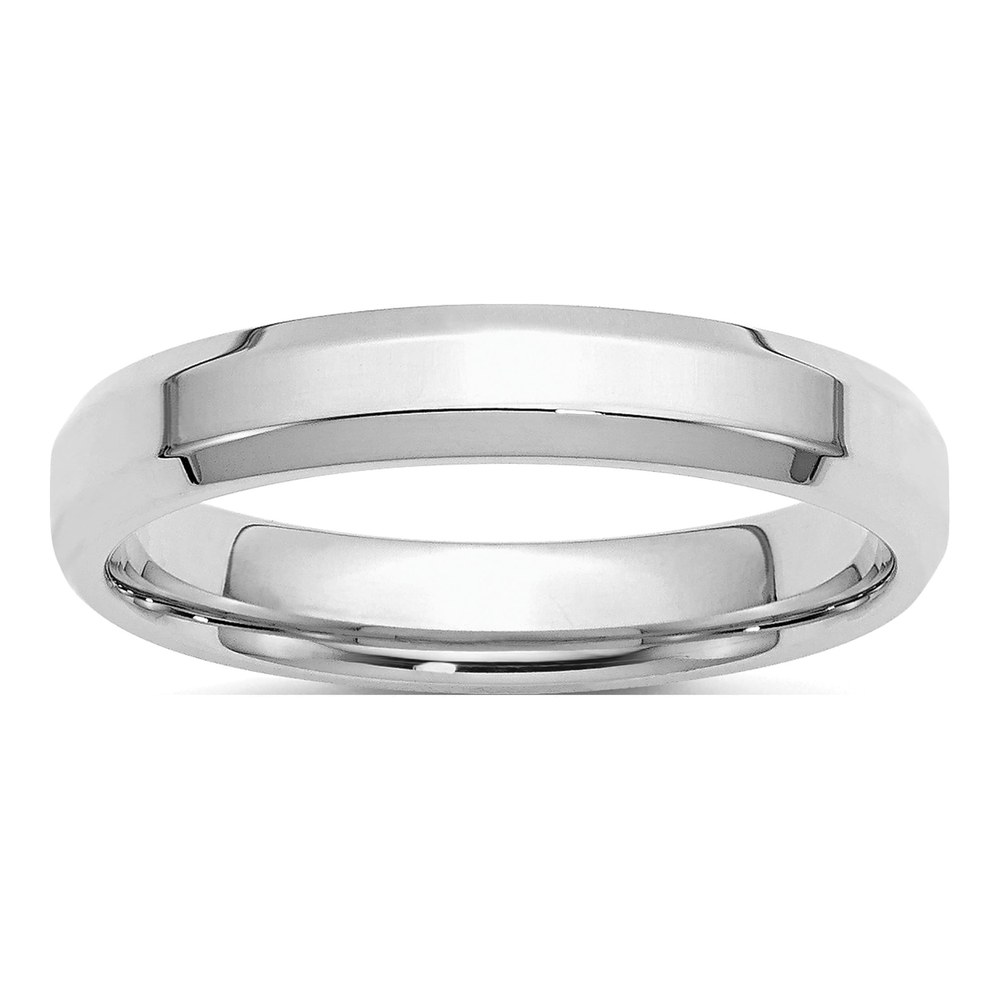 Sterling Silver Rhodium-Plated 4mm Bevel Edge Size 4 Band