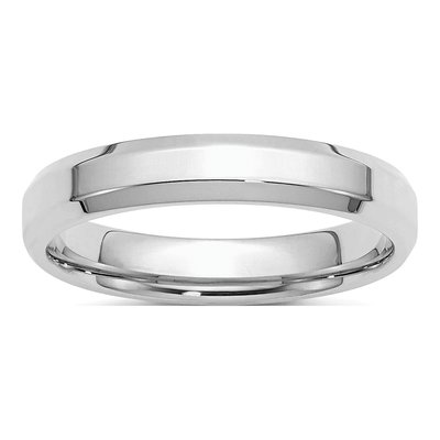 Sterling Silver 4mm Beveled Comfort-Fit Wedding Band