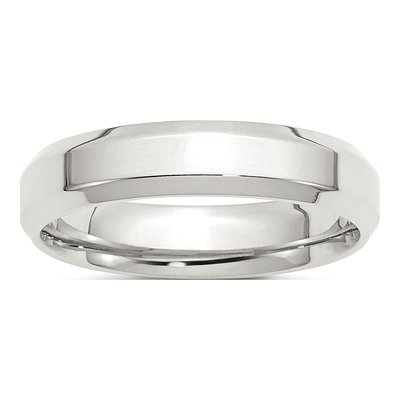 Sterling Silver 5mm Beveled Edge Comfort-Fit Wedding Band