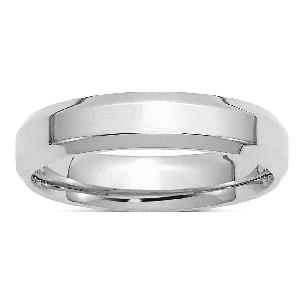 Sterling Silver Rhodium-Plated 5mm Bevel Edge Size 4 Band
