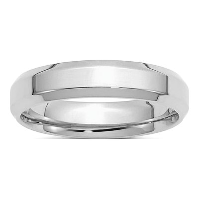Sterling Silver 5mm Beveled Comfort-Fit Wedding Band