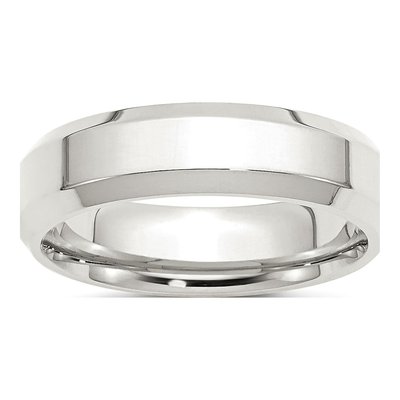 Sterling Silver 6mm Beveled Edge Comfort-Fit Wedding Band