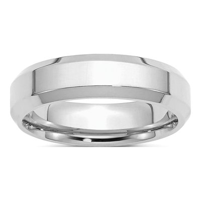 Sterling Silver 6mm Beveled Comfort-Fit Wedding Band