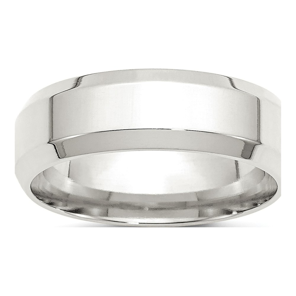 Sterling Silver 7mm Beveled Edge Comfort-Fit Wedding Band