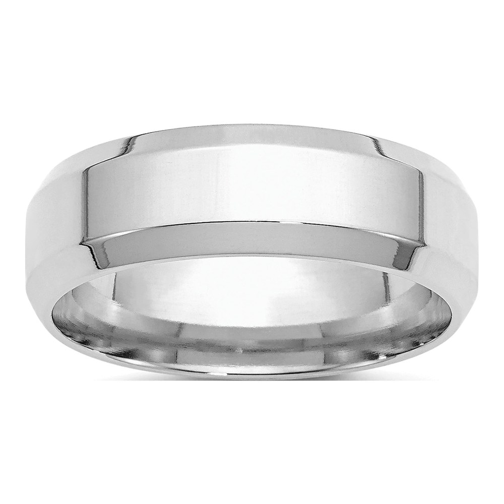 Sterling Silver Rhodium-Plated 7mm Bevel Edge Size 4 Band