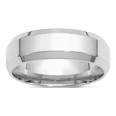 Sterling Silver 7mm Beveled Comfort-Fit Wedding Band
