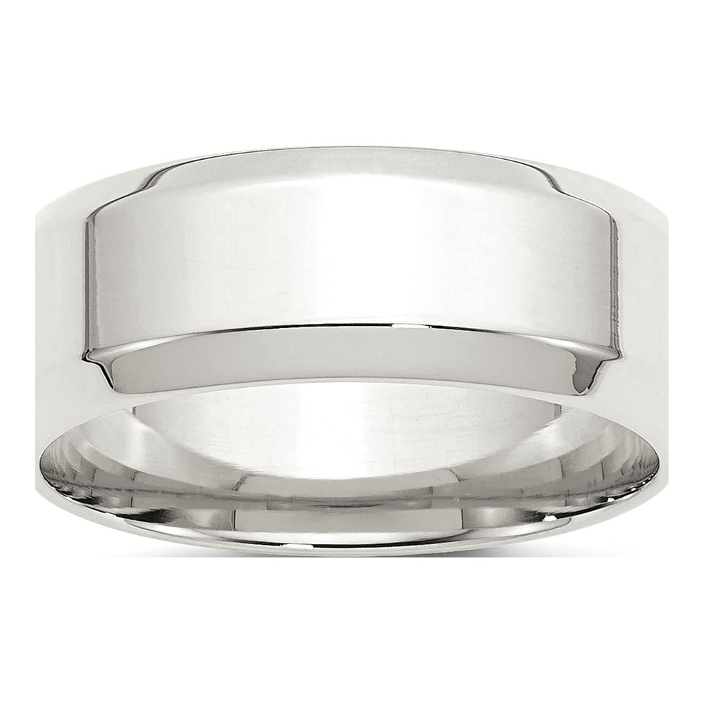 Sterling Silver 8mm Beveled Edge Comfort-Fit Wedding Band