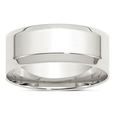 Sterling Silver 8mm Beveled Edge Comfort-Fit Wedding Band