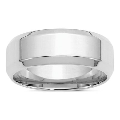 Sterling Silver 8mm Beveled Comfort-Fit Wedding Band