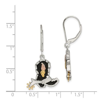 Sterling Silver Black Hills Cowboy Boot Spur Leverback Earrings – view 4