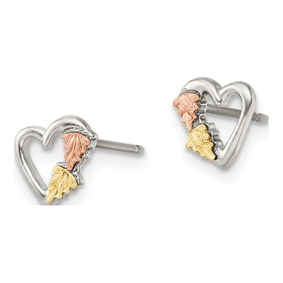 Sterling Silver Black Hills Heart Stud Earrings – view 3