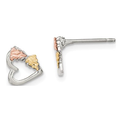 Sterling Silver Black Hills Heart Stud Earrings