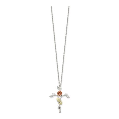 Sterling Silver Black Hills Floral Cross Pendant Necklace – view 2