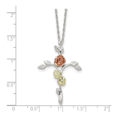 Sterling Silver Black Hills Floral Cross Pendant Necklace – view 4