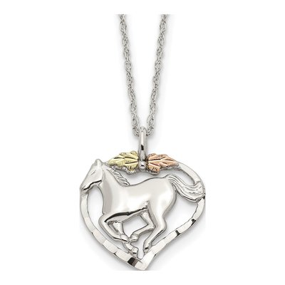 Sterling Silver Black Hills Horse Heart Pendant Necklace