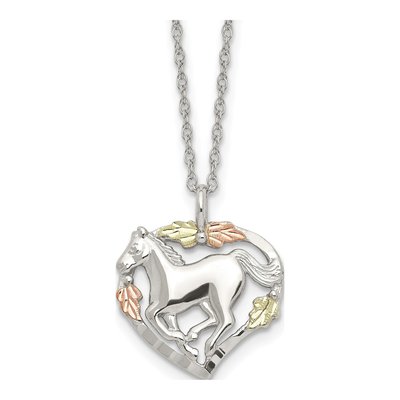Sterling Silver Black Hills Horse Heart Pendant Necklace