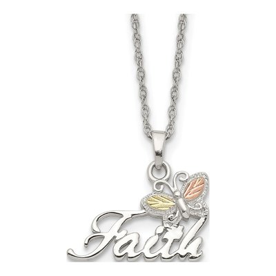 Sterling Silver Black Hills Faith Butterfly Pendant Necklace