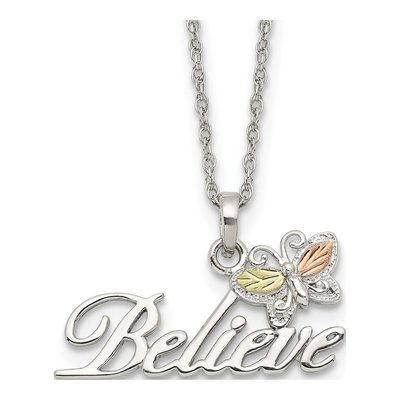 Sterling Silver Black Hills Butterfly Pendant Necklace