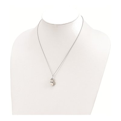 Sterling Silver Simulated Pearl Hills Snowman Pendant Necklace – view 3