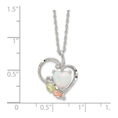 Sterling Silver Black Hills Opal Heart Pendant Necklace – view 2