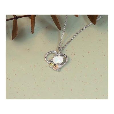 Sterling Silver Black Hills Opal Heart Pendant Necklace – view 4
